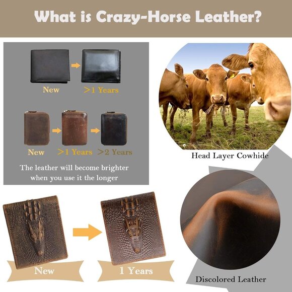 Ultra Slim Genuine Leather Bifold Crocodiile Wallets for Men Alligator Embossed - Picture 5 of 11